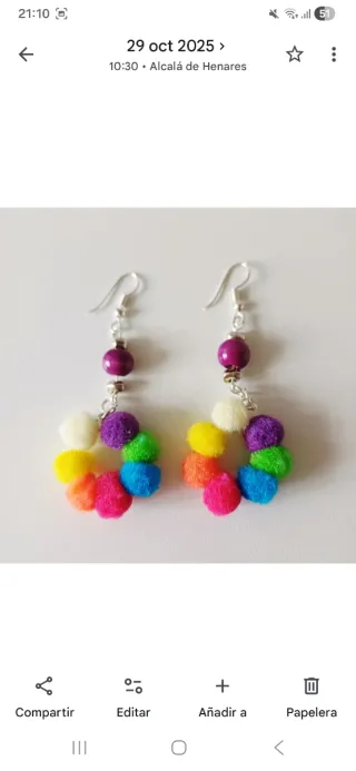 Pendientes Arcoíris Pompones Multicolor