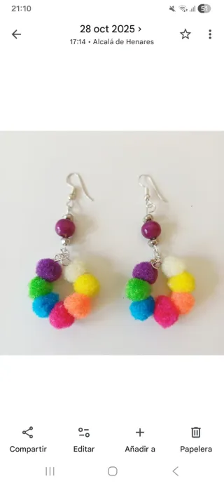 Pendientes Arcoíris Pompones Multicolor