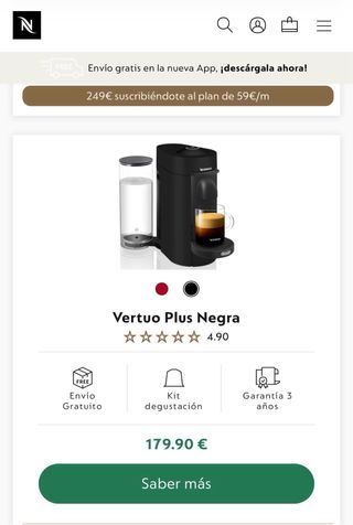 Cafetera Nespresso Vertuo Plus