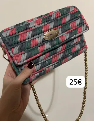 Borsa uncinetto marrone con filo dorato