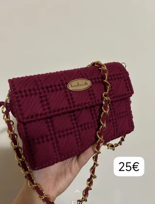 Borsa uncinetto marrone con filo dorato