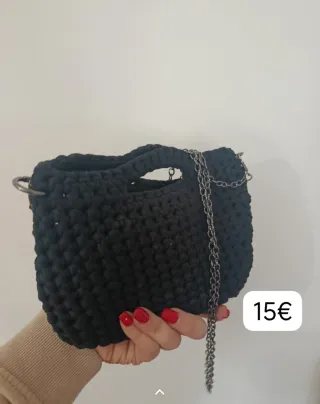 Borsa uncinetto marrone con filo dorato