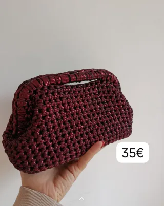 Borsa uncinetto marrone con filo dorato