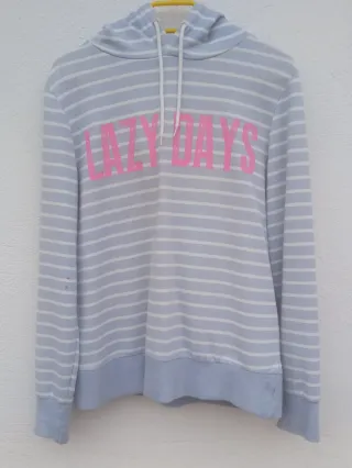 Sudadera con rayas y texto LAZY DAYS