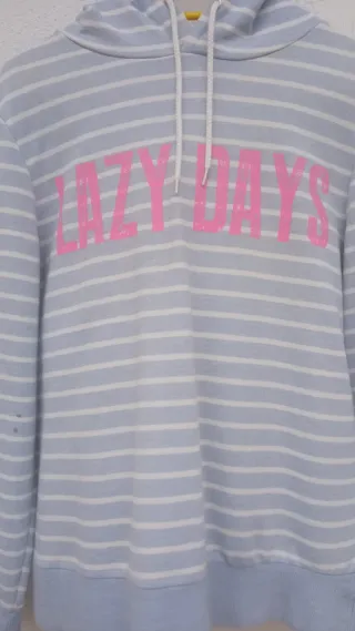 Sudadera con rayas y texto LAZY DAYS