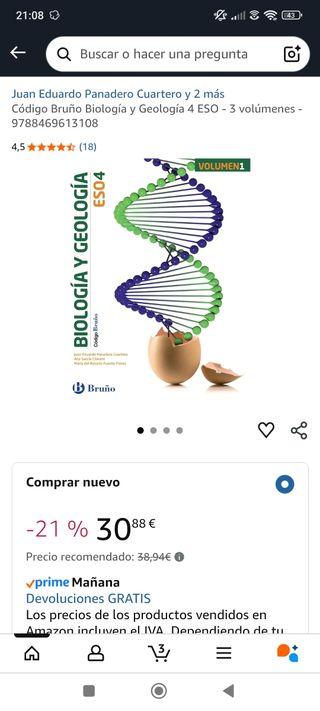 Libro a ESTRENAR Biología y Geología 4 ESO, Bruño