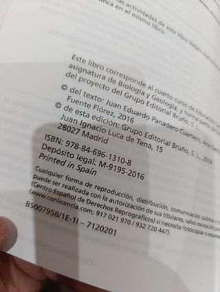 Libro a ESTRENAR Biología y Geología 4 ESO, Bruño