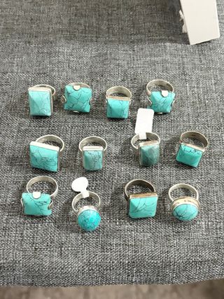 Lote de Anillos de Plata de Ley Turquesa