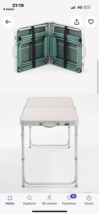 Mesa plegable camping con 4 taburetes