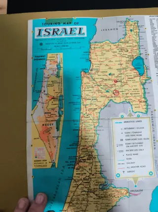 Mapa turístico Israel 1965. Documento único