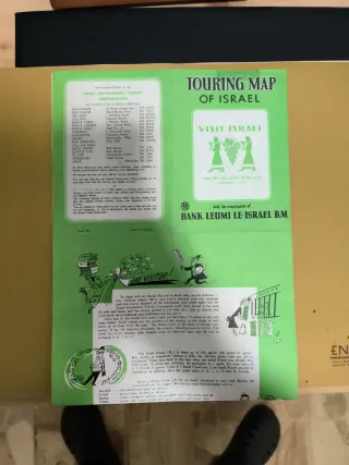 Mapa turístico Israel 1965. Documento único