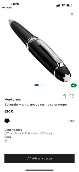 Bolígrafo Montblanc Negro Resina- nuevo.