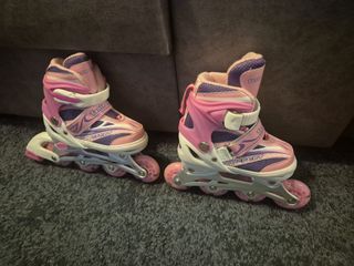 Pattini in linea per ragazze regolabili rosa