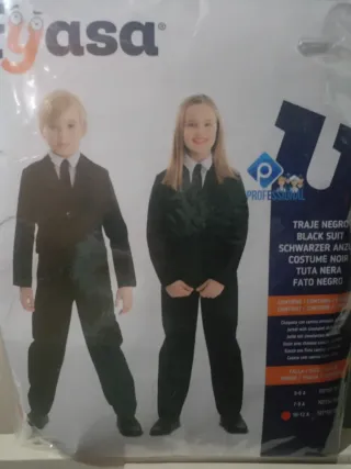 Disfraz Yasa Traje Negro Infantil Talla 10-12