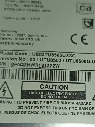 Televisión Samsung 65 pulgadas pantalla rota