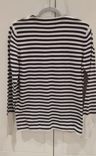 Cardigan Zara Rayas Blanco y Negro