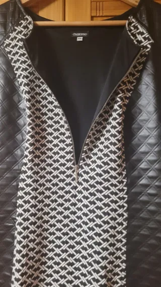 Vestido media manga blanco y negro efecto piel