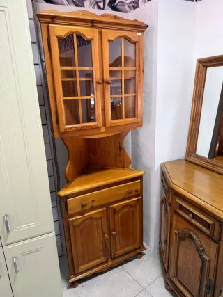 Mueble Rinconera Provenzal Madera y Cristal