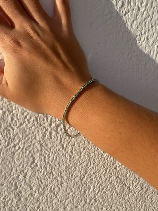 Pulsera Tenis Oro Blanco y Esmeraldas