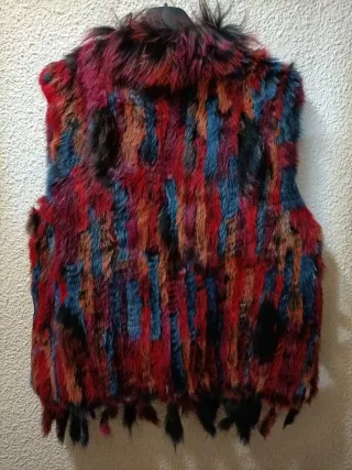 Chaleco de piel auténtica multicolor