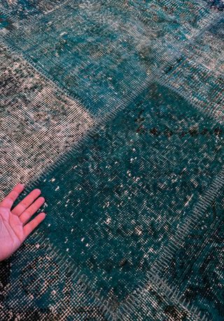 Alfombra turca patchwork redonda 2m D. 100% lana.