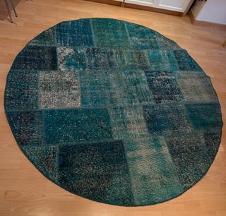 Alfombra turca patchwork redonda 2m D. 100% lana.