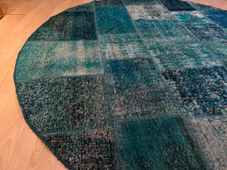 Alfombra turca patchwork redonda 2m D. 100% lana.
