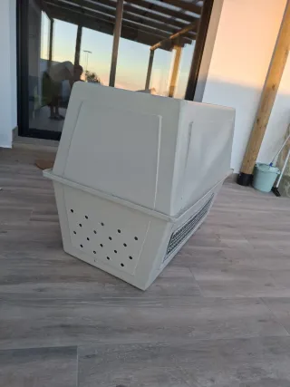 Jaula Transportín XL Perros Beige/Gris