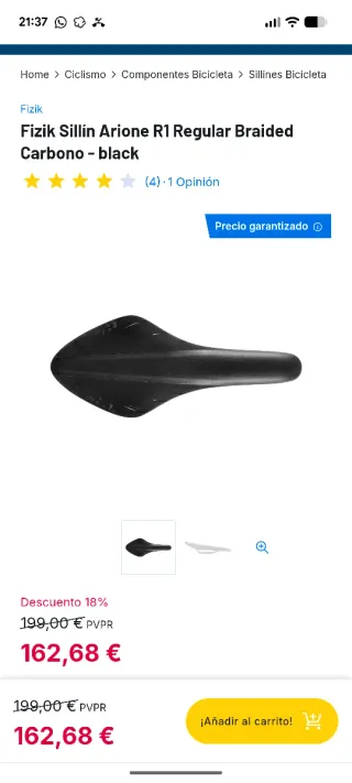 Sillín Fizik R1 Regular Carbono 300x126