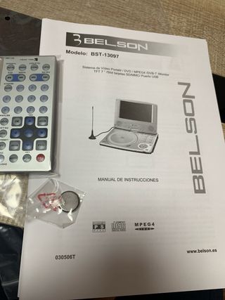 Belson Reproductor DVD Portátil TDT TFT 7