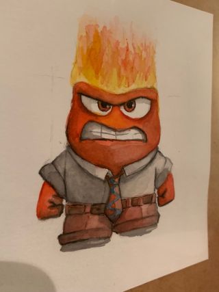 Cuadro acuarela - Furia Del Revés (inside out)