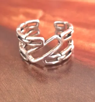 Anillo Plata Diseño Cadena Ajustable