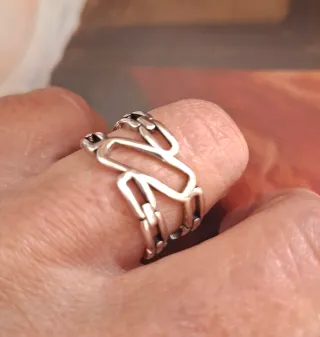 Anillo Plata Diseño Cadena Ajustable