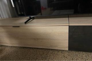 Mueble de comedor TV modular madera negro y marrón