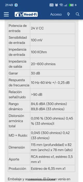 Amplificador de auriculares Bravo Ocean