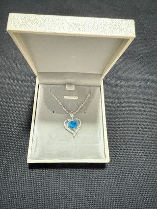 Collar Plata Corazón Azul