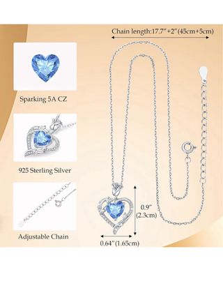 Collar Plata Corazón Azul