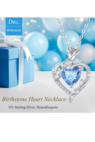 Collar Plata Corazón Azul