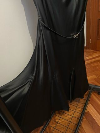 Vestido de cóctel en seda negro Ralph Lauren