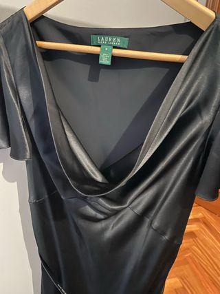Vestido de cóctel en seda negro Ralph Lauren