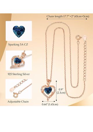 Collar Corazón Azul en Plata