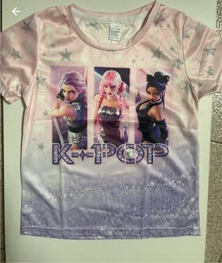 Camiseta K-Pop estrellas rosa y morado