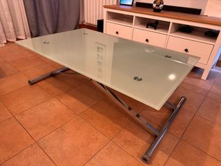 Mesa centro elevable cristal y metal