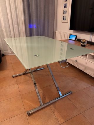Mesa centro elevable cristal y metal