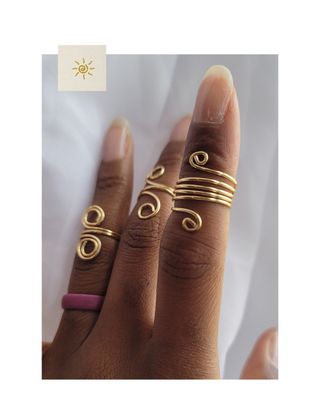 Anillos dorados plateados espiral hippie boho