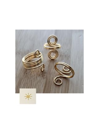 Anillos dorados plateados espiral hippie boho