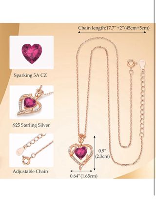 Collar Corazón Rosa Plata ley 925