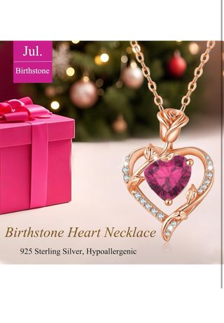 Collar Corazón Rosa Plata ley 925