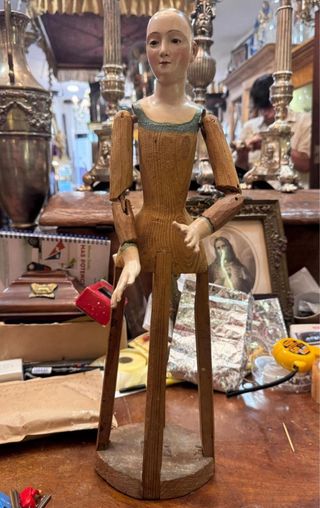 Antigua Virgen Madera Policromada