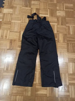 Pantalón de esquí infantil negro con tirantes